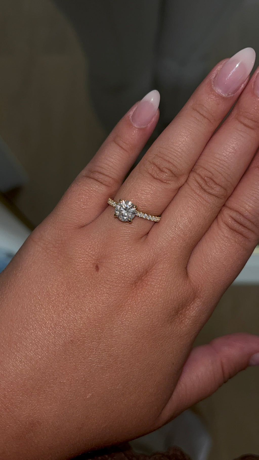 Gold Round Diamond Ring | 925 Sterling Silver