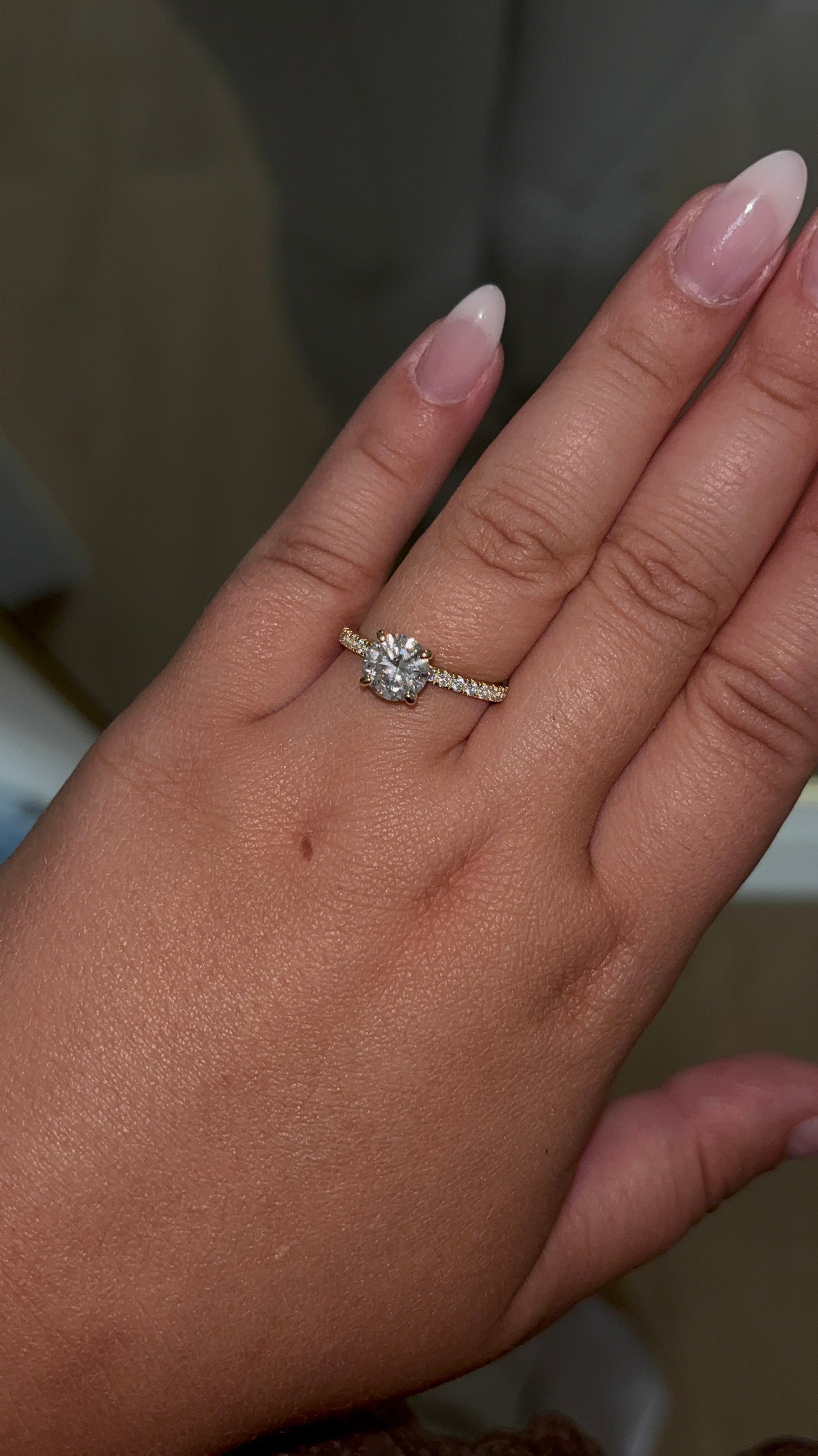 Gold Round Diamond Ring | 925 Sterling Silver