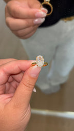 Gold Oval Diamond Ring | 925 Sterling Silver