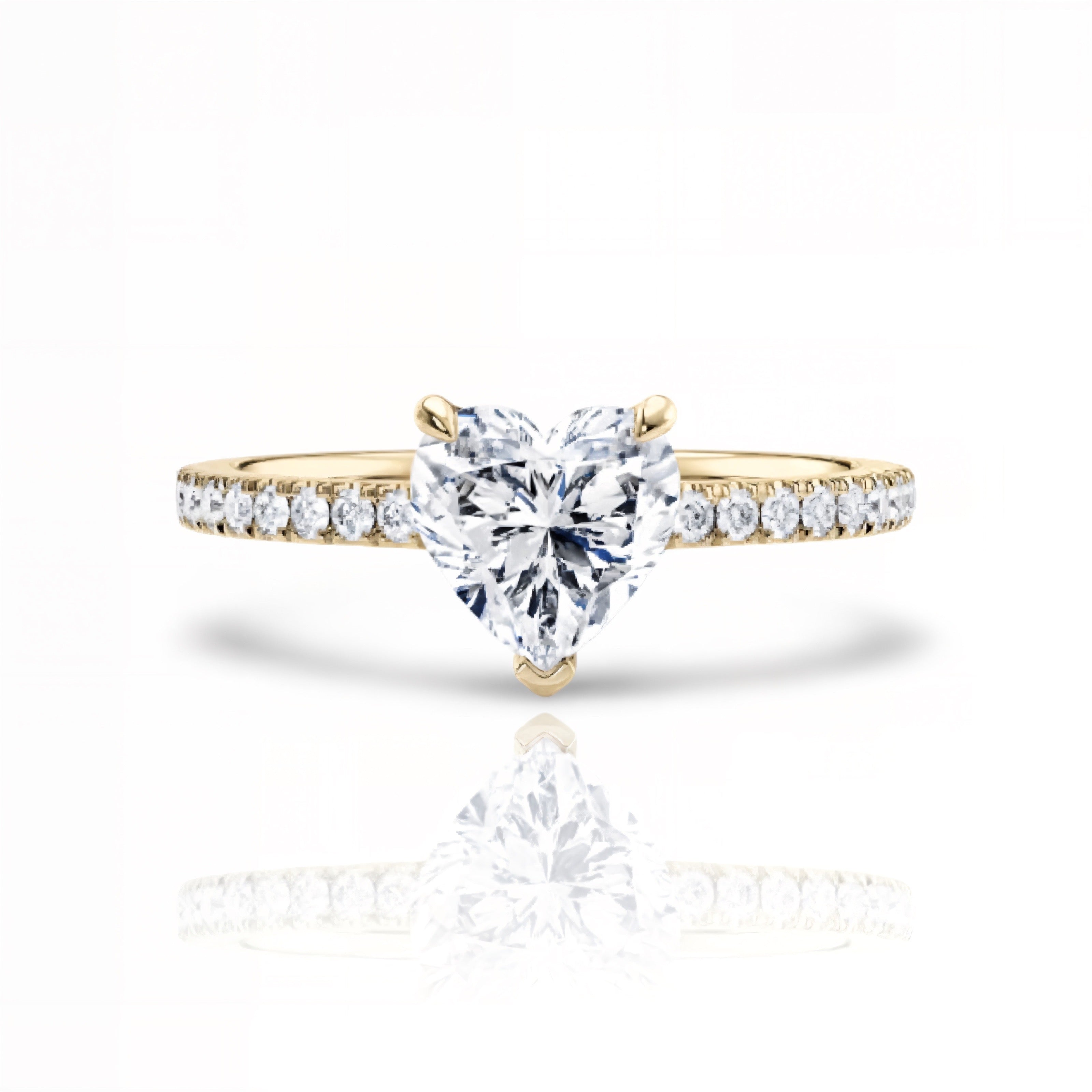 Gold Diamond Heart Ring | 925 Sterling Silver