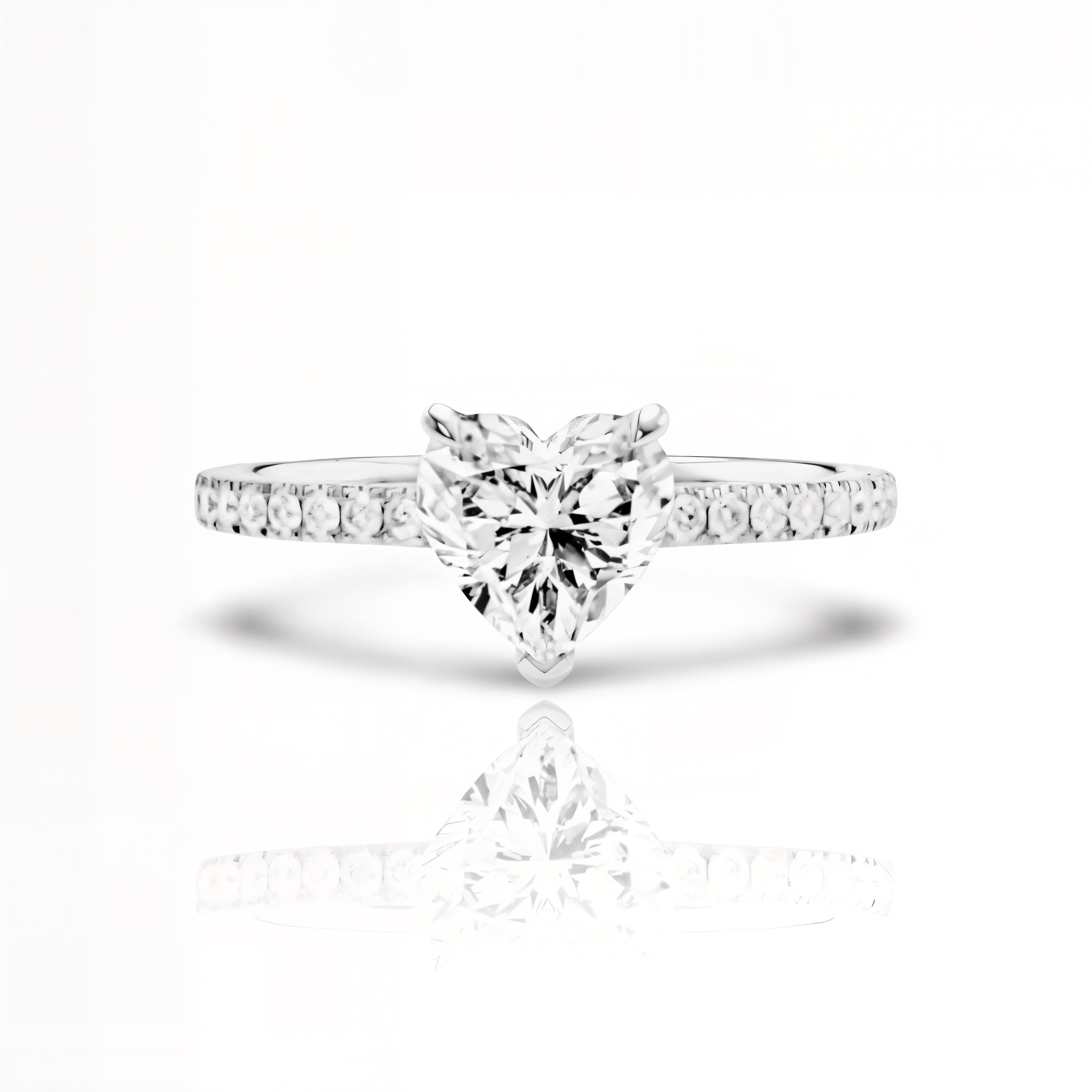 Silver Diamond Heart Ring | 925 Sterling Silver