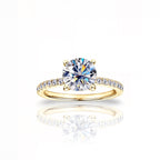 Gold Round Diamond Ring | 925 Sterling Silver