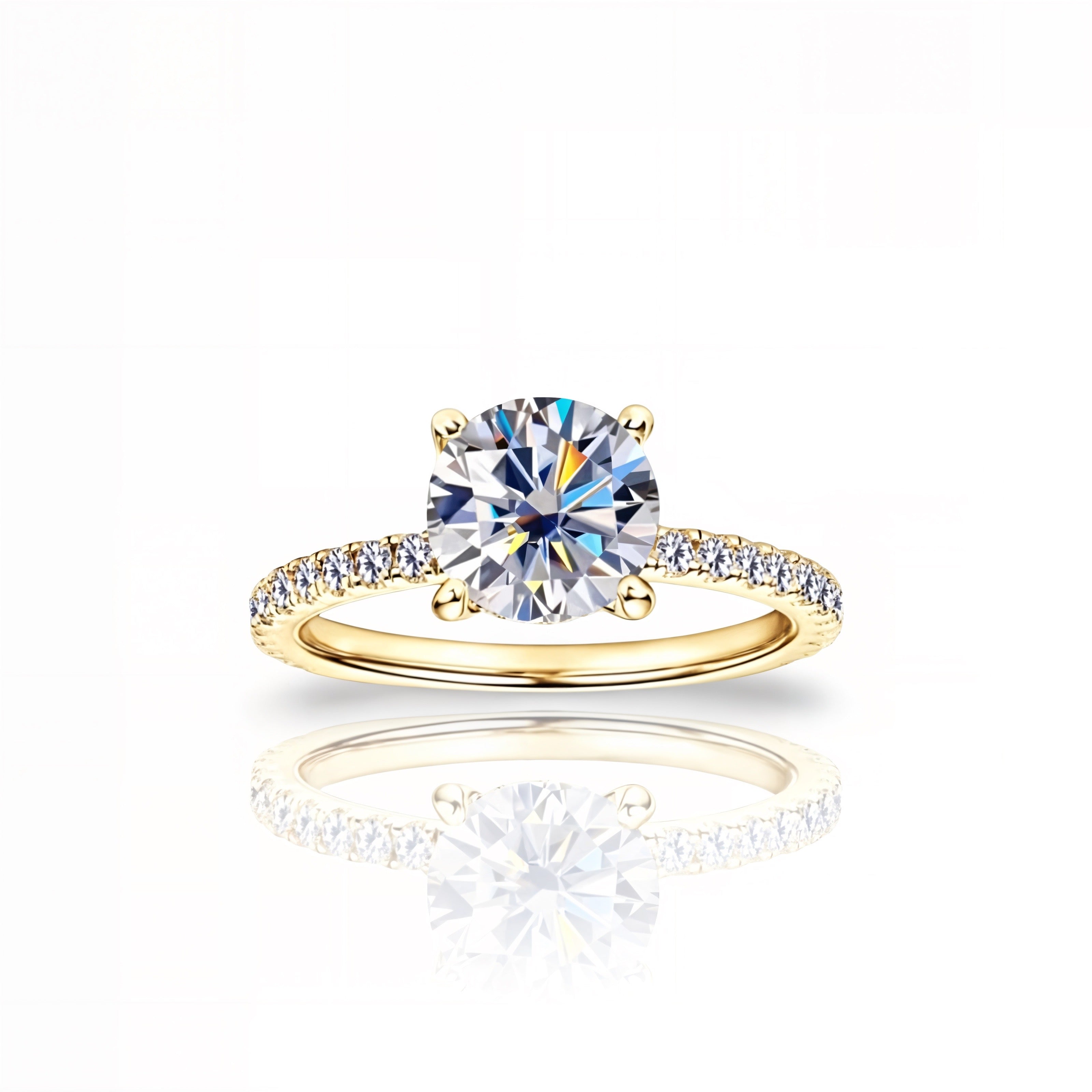 Gold Round Diamond Ring | 925 Sterling Silver