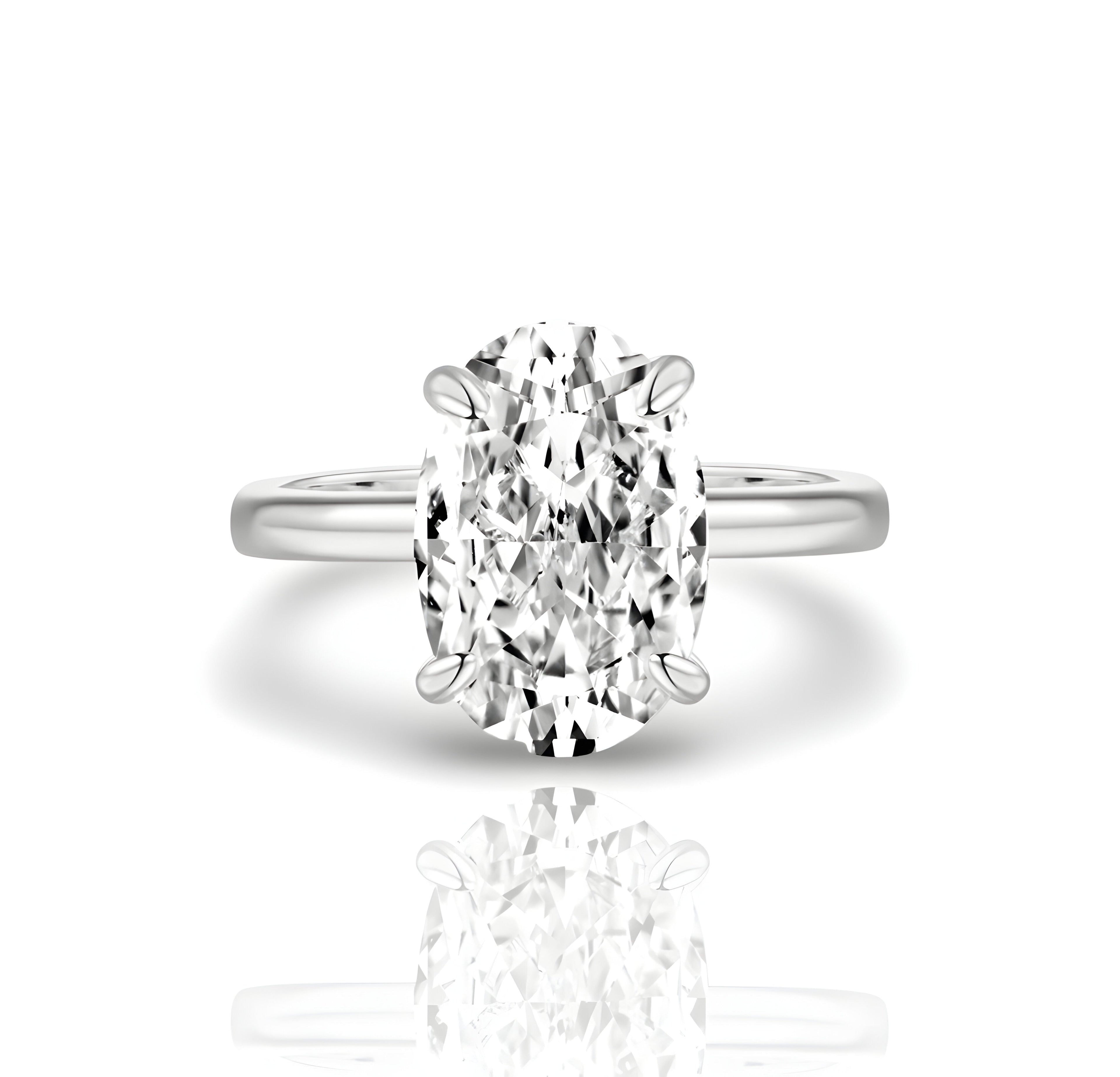 Silver Oval Diamond Ring | 925 Sterling Silver